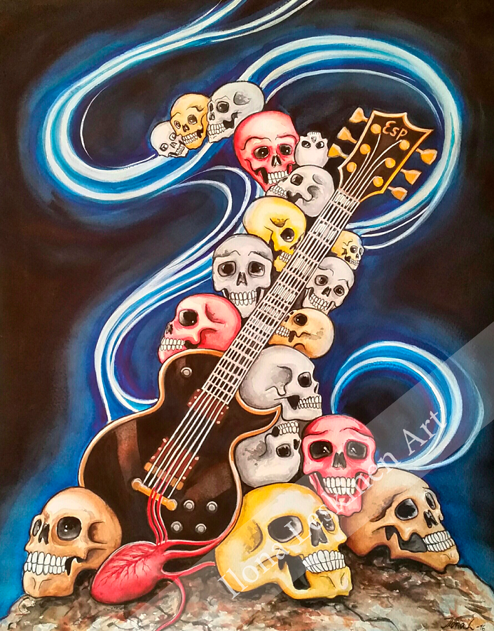 Skull and guitar